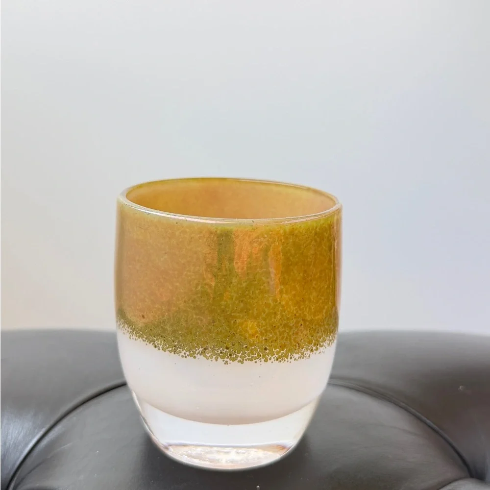 Glassybaby Grace Treasure Series Gold White Hand Blown Votive Candle Holder